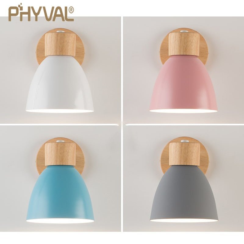 Nordic Wooden Wall Lamp with Six Color Options - Casatrail.com