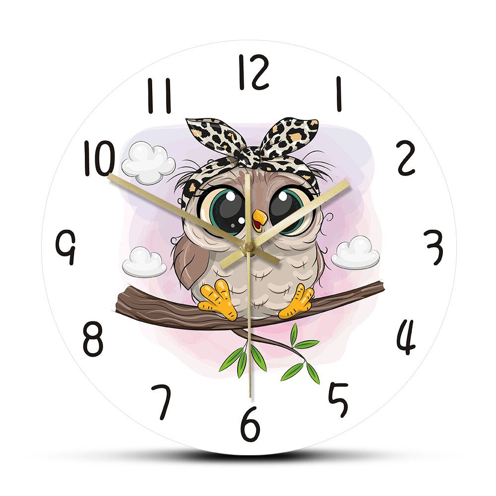 Owl Wall Clock - Digital Art Print for Kids Living Room Decor - Casatrail.com