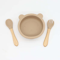 Thumbnail for Baby Bear Shape Silicone Bowl With Spoon