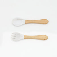 Thumbnail for Baby Food Grade Wooden Handles Silicone Spoon Fork Cutlery