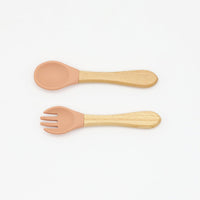 Thumbnail for Baby Food Grade Wooden Handles Silicone Spoon Fork Cutlery