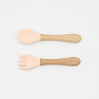 Thumbnail for Baby Food Grade Wooden Handles Silicone Spoon Fork Cutlery