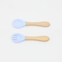 Thumbnail for Baby Food Grade Wooden Handles Silicone Spoon Fork Cutlery