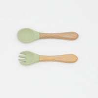 Thumbnail for Baby Food Grade Wooden Handles Silicone Spoon Fork Cutlery
