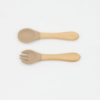 Thumbnail for Baby Food Grade Wooden Handles Silicone Spoon Fork Cutlery