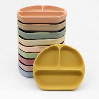 Thumbnail for Silicone Compartment Plate With Wooden Spoon