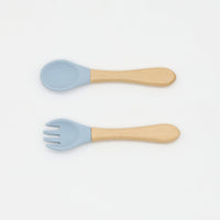 Thumbnail for Baby Food Grade Wooden Handles Silicone Spoon Fork Cutlery
