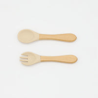 Thumbnail for Baby Food Grade Wooden Handles Silicone Spoon Fork Cutlery