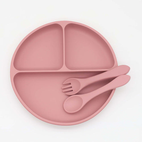 Silicone Round Sucker Compartment Dinner Plate