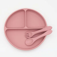 Thumbnail for Silicone Round Sucker Compartment Dinner Plate