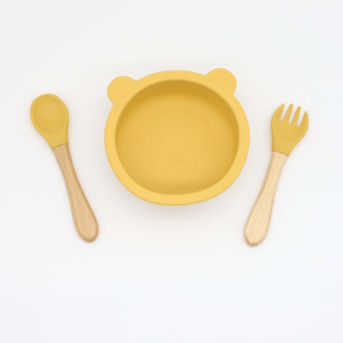 Baby Bear Shape Silicone Bowl With Spoon