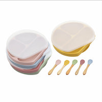 Thumbnail for Silicone Compartment Plate With Wooden Spoon