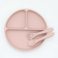 Thumbnail for Silicone Round Sucker Compartment Dinner Plate
