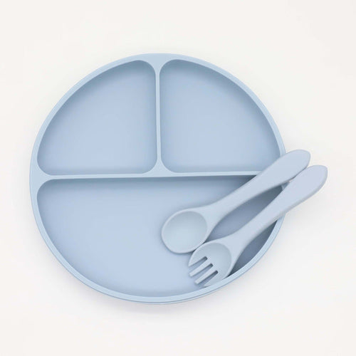 Silicone Round Sucker Compartment Dinner Plate