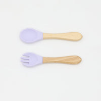 Thumbnail for Baby Food Grade Wooden Handles Silicone Spoon Fork Cutlery