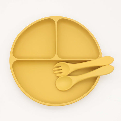 Silicone Round Sucker Compartment Dinner Plate