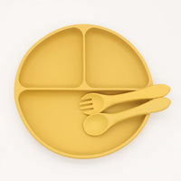Thumbnail for Silicone Round Sucker Compartment Dinner Plate