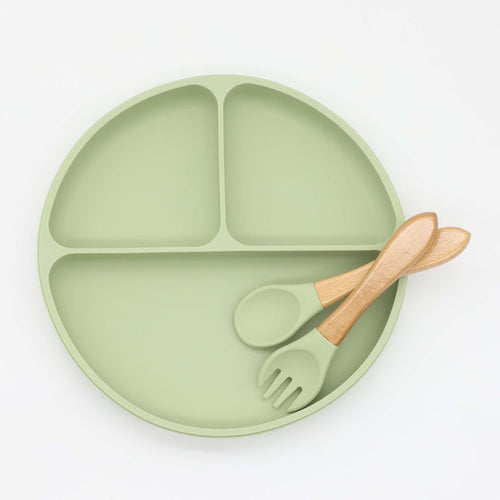 Silicone Round Sucker Compartment Dinner Plate