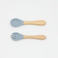 Thumbnail for Baby Food Grade Wooden Handles Silicone Spoon Fork Cutlery