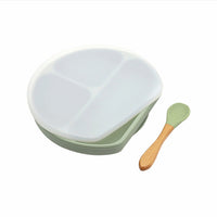 Thumbnail for Silicone Compartment Plate With Wooden Spoon