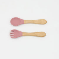 Thumbnail for Baby Food Grade Wooden Handles Silicone Spoon Fork Cutlery