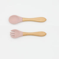 Thumbnail for Baby Food Grade Wooden Handles Silicone Spoon Fork Cutlery