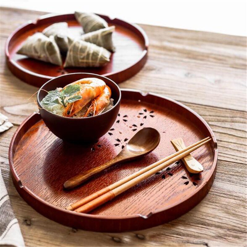 Round Cherry Wood Serving Tray - Casatrail.com