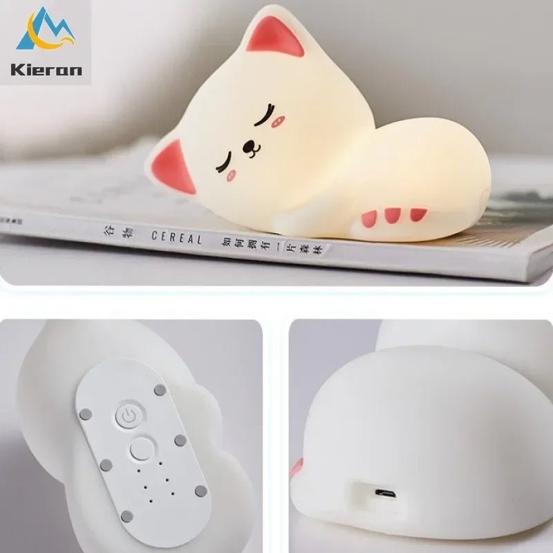 Soft Silicone Cat LED USB Rechargeable Night Light - Casatrail.com