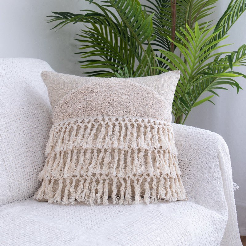 Tufted Throw Pillow - Moroccan Fringed Waist Pillow Case - Casatrail.com