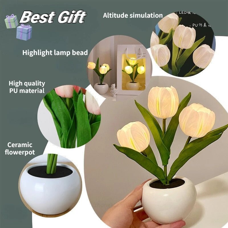 Tulip Shaped Floral Table Lamp - Casatrail.com