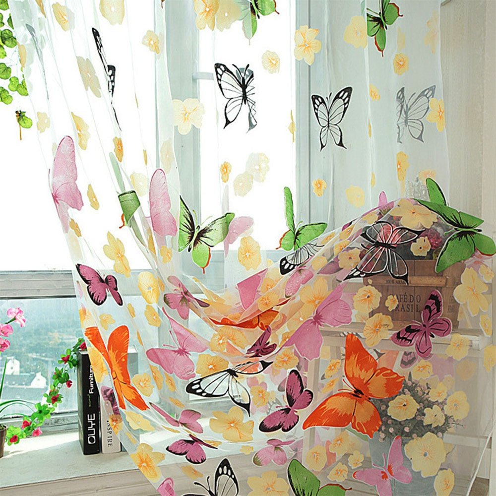 Tulle Curtain - Romantic Butterfly Pattern - Casatrail.com