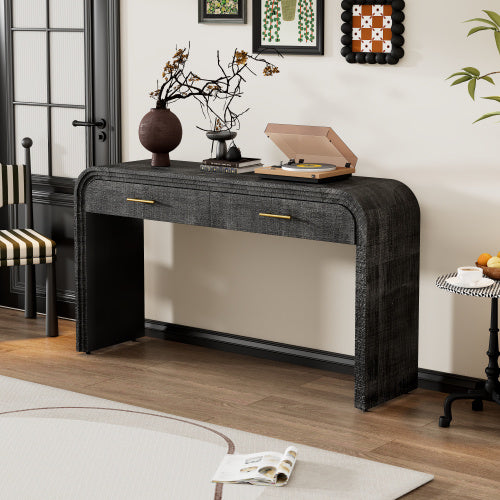 Unique Retro Silhouette Console Table with Two Top Drawers