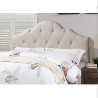 Thumbnail for Contemporary 1pc Queen Size Bed Adjustable HB Light Brown Polyfiber Tufted Upholstered Wooden Bedframe Bedroom Furniture