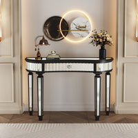 Thumbnail for 47 Half Moon Mirrored Console Table With Fluted Glass