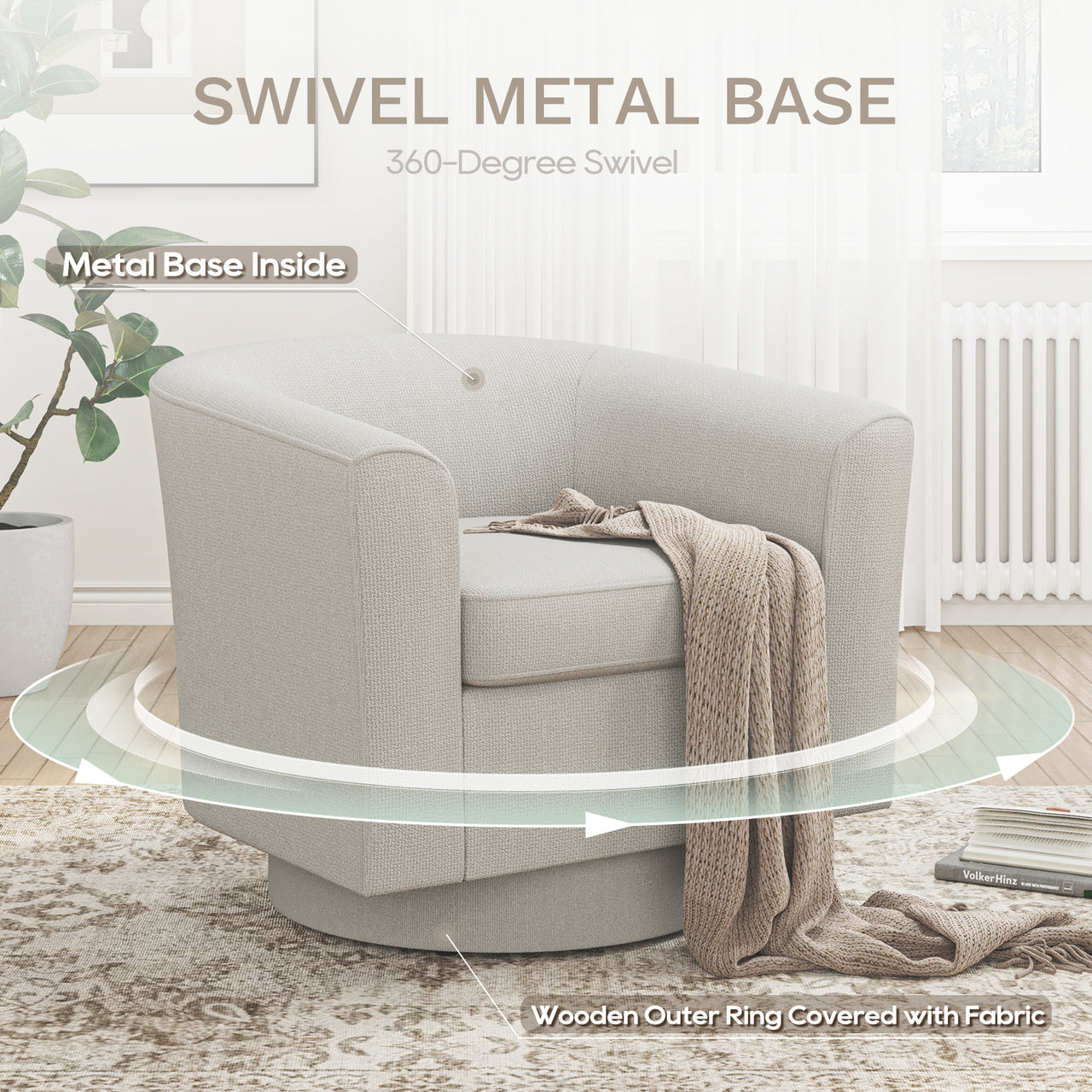 Swivel Barrel Accent Chair With Ottoman