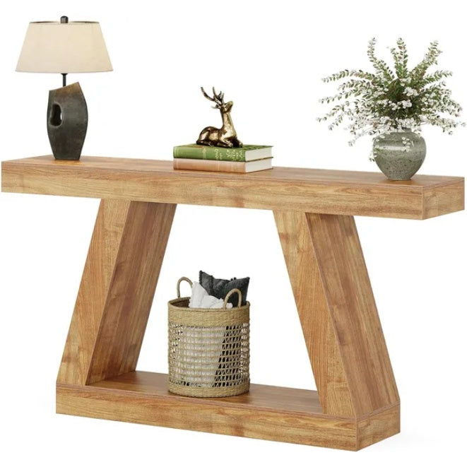 55-Inch Rustic Sofa Table With Storage