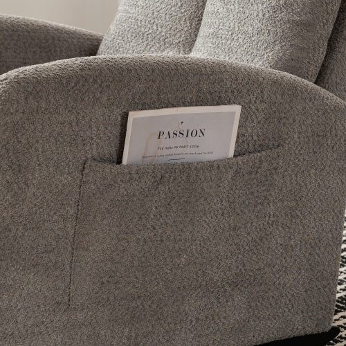 Accent Rocking Chair With Footrest & High Back Rubber Wood Rocking Legs