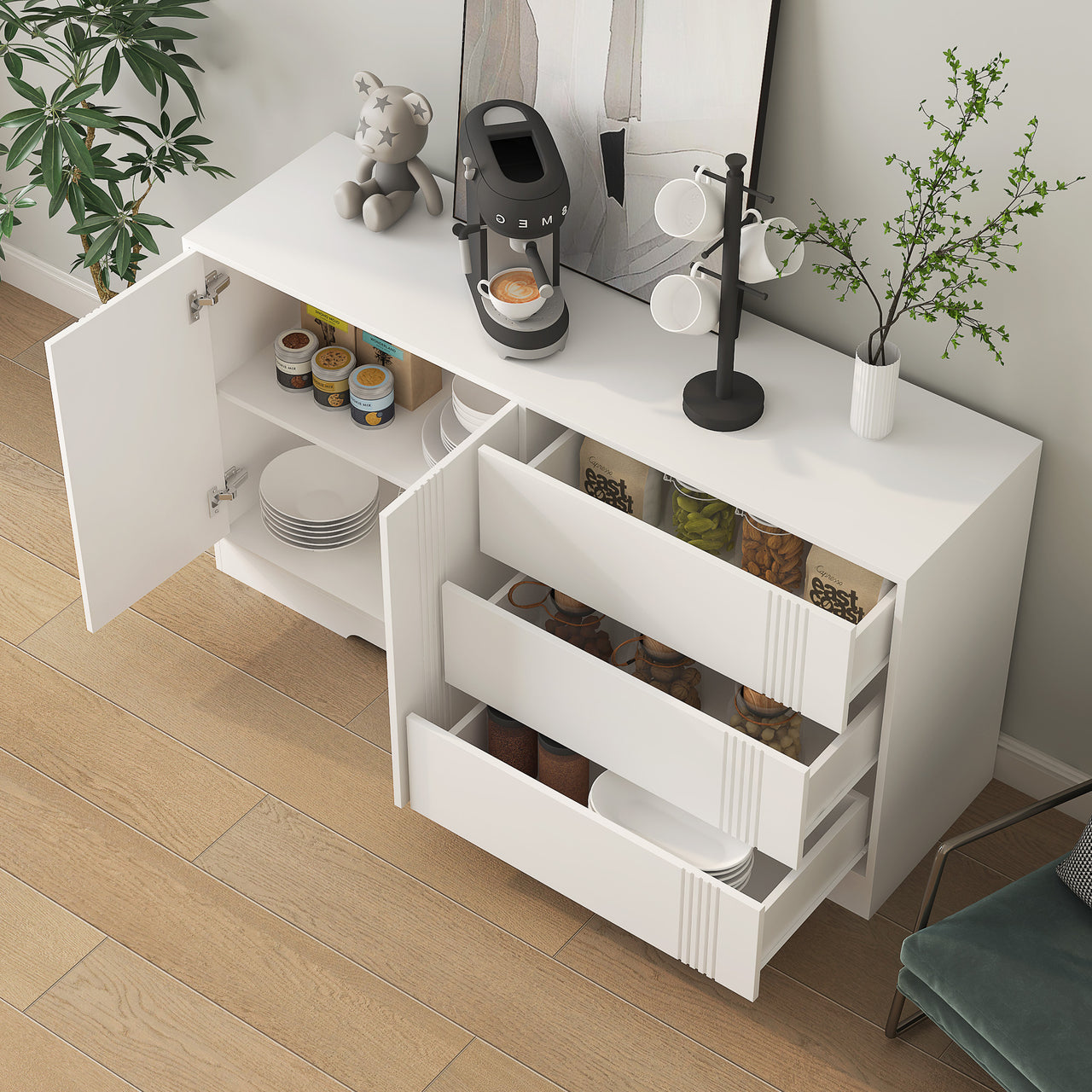Sideboard Buffet Cabinet With Storage & Adjustable Shelves
