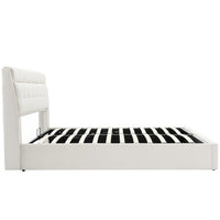 Thumbnail for Fashion Upholstered King Hydraulic Bed with Concealed Headboard Storage,  Bed Box With Slats And Headboard,  Without Mattress