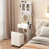 Thumbnail for 3 Draws 2 Doors 1LED3 Color Tone Light Touch Large Round Mirror Dressing Table Set