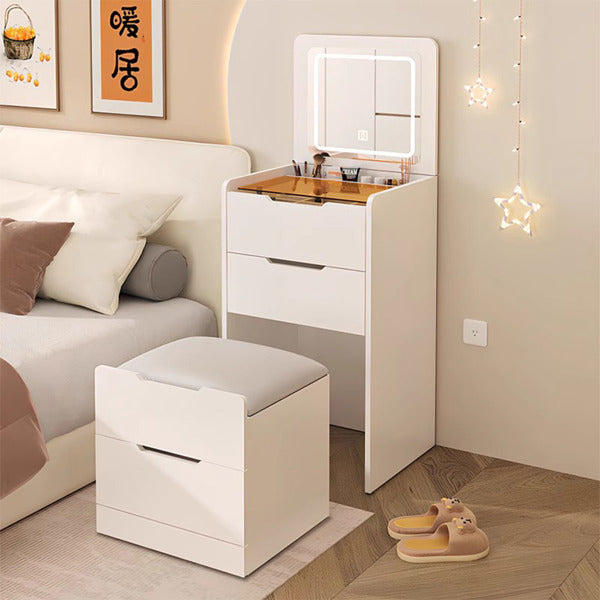 3 In 1 Dressing Table With Flip Mirror And Light, 3 Drawers, Storage Stool, 3 Color Lighted Mirror