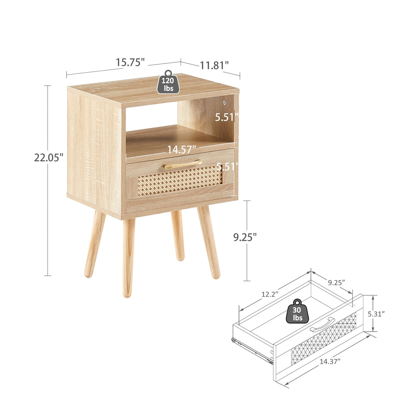 Rattan End Table With Drawer