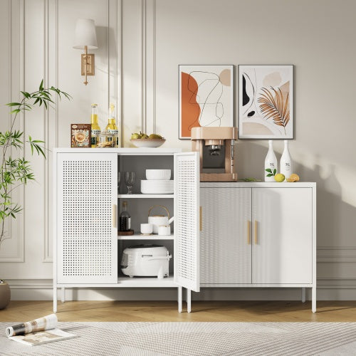 Metal Storage Cabinet With 2 Doors And 2 Adjustable Shelves