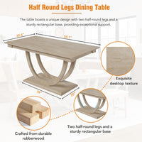 Thumbnail for 6-Piece Wood Half Round Dining Table Set With Long Bench & 4 Chairs