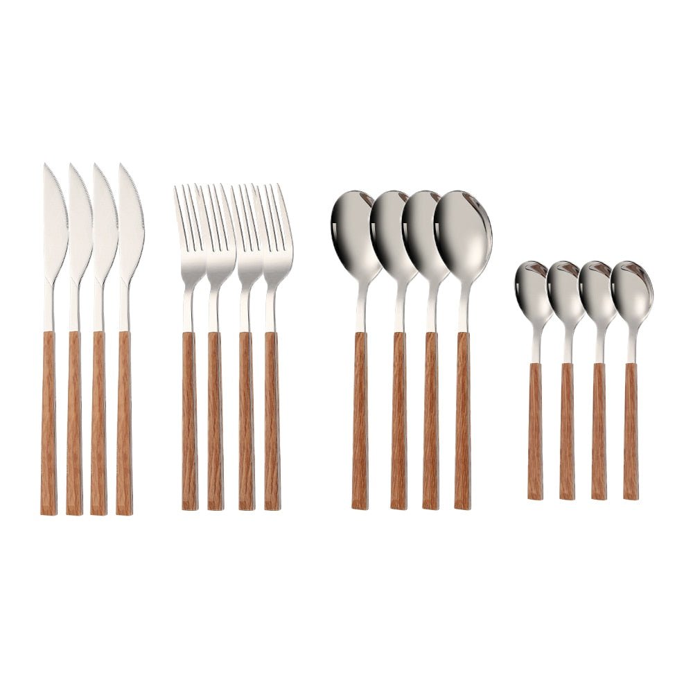 16 Pieces Wooden Handle Cutlery Set - Casatrail.com