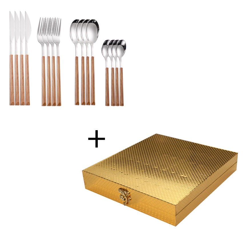 16 Pieces Wooden Handle Cutlery Set - Casatrail.com