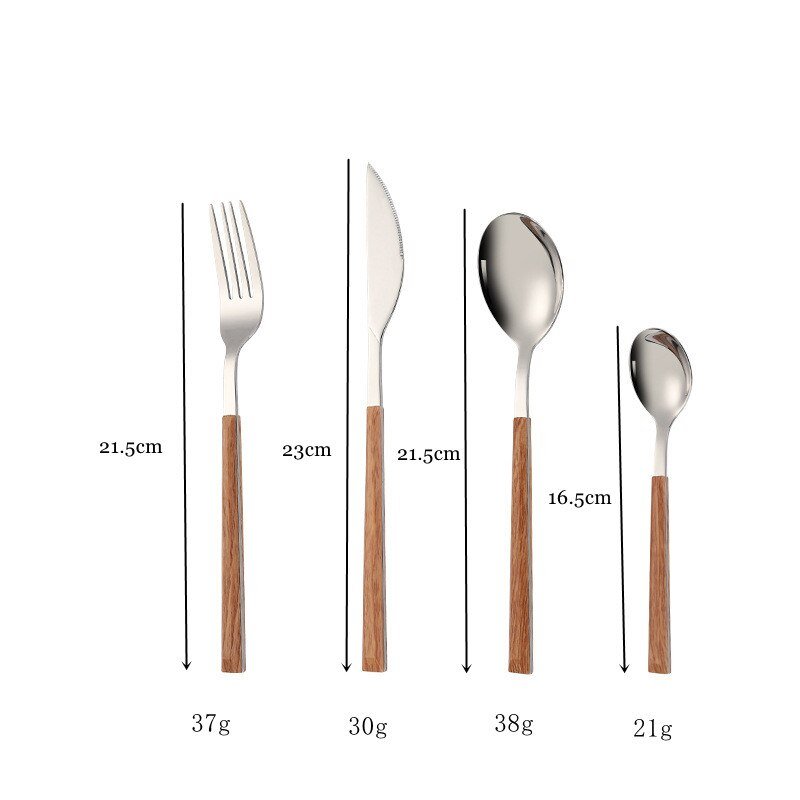 16 Pieces Wooden Handle Cutlery Set - Casatrail.com