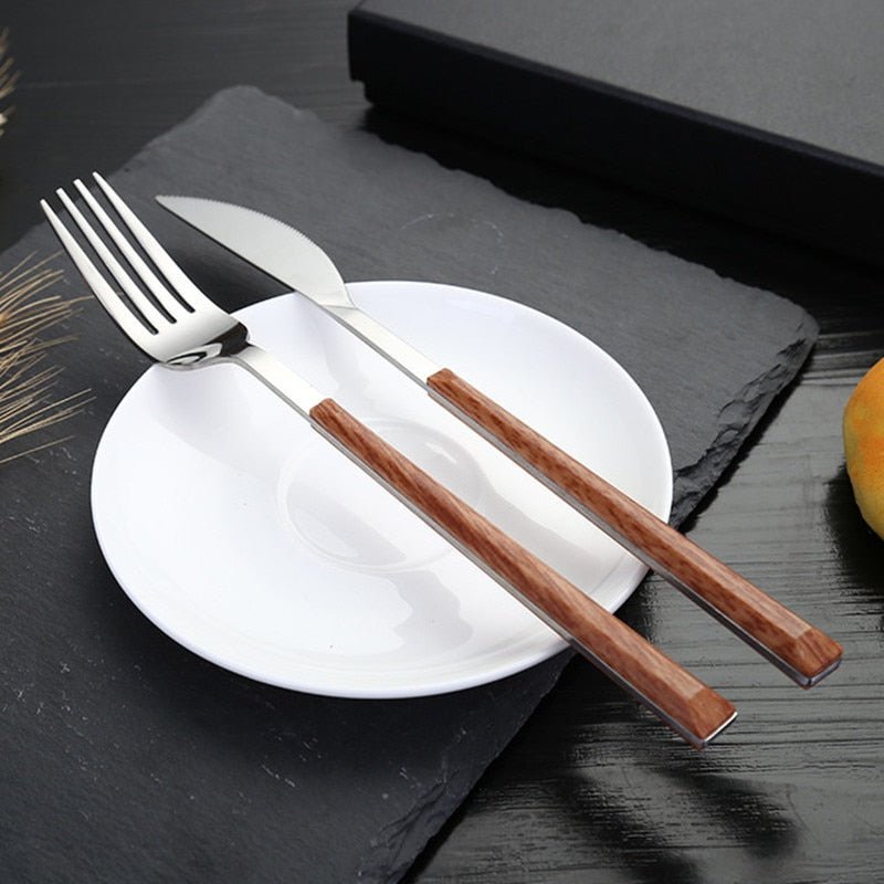 16 Pieces Wooden Handle Cutlery Set - Casatrail.com