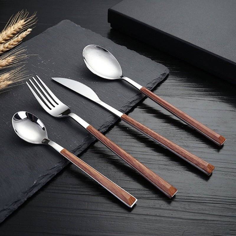 16 Pieces Wooden Handle Cutlery Set - Casatrail.com