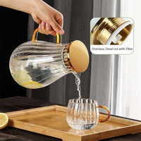 Thumbnail for 1700ml Glass Water Pitcher with Stainless Steel Filter - Casatrail.com